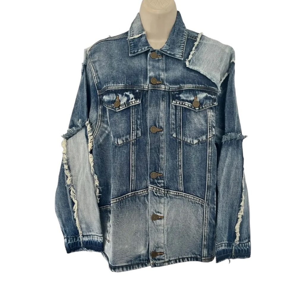 Free People Distressed Blue Jean Jacket